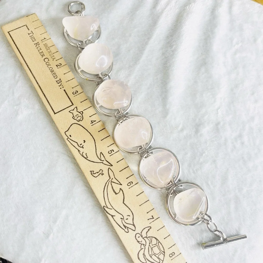 Chunky‎ Rose Quartz Bracelet Chain Toggle Y2K Boho
